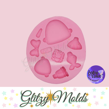 Chibi Princess Silicone Mold,  Molde Princesas Cabezonas, Moldes de Silicone Porcelana Fria NH #28