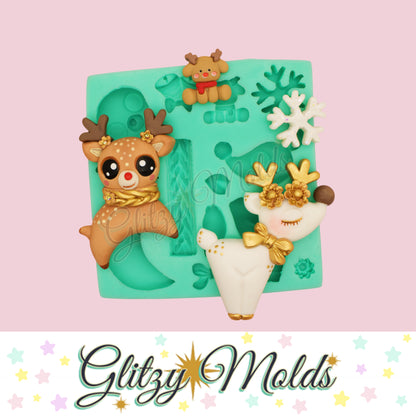 Reindeer Clay Silicone Mold, Christmas Appliques, Molde Navideño de Reno GM11.3