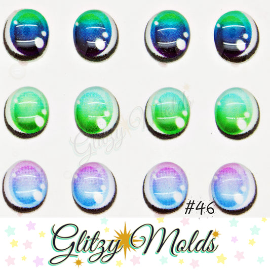 3D Eye Stickers, 3D Resin Eyes, Ojos Resinados, Ojitos Auto adheribles, Porcelana Fria GM-46