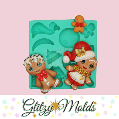 Gingerbread Man, Clay Silicone Mold, Christmas Appliques, Molde Navideño Galleta de jengibre GM11.2