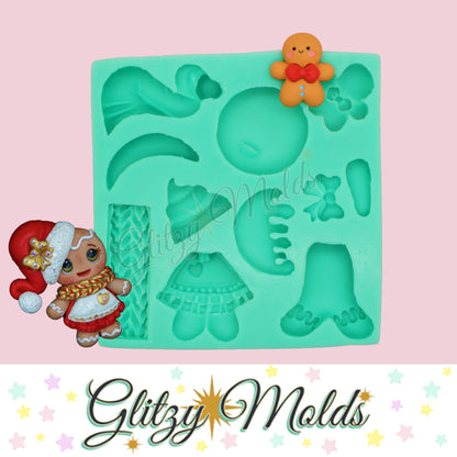 Gingerbread Man, Clay Silicone Mold, Christmas Appliques, Molde Navideño Galleta de jengibre GM11.2