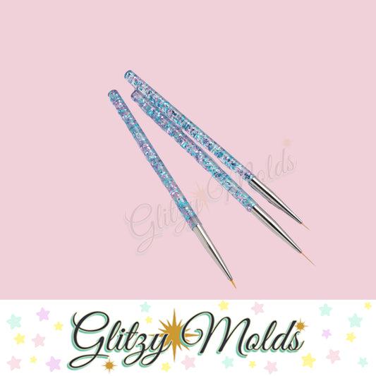 3 Piece Glitter Liner Brushes, Set de 3 Pinceles Liner