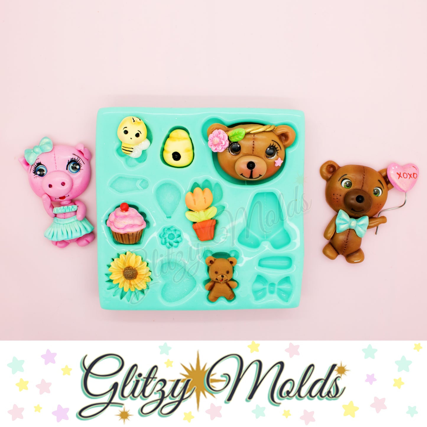 Valentines Bear, Silicone Mold, Molde de Osito, Silicone Molds GM-221