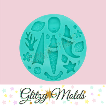 Deluxe Mermaid Collection, Mermaid Silicone Mold, Collecion Sirenas Deluxe, Molde Porcelana Fria GM-PC5