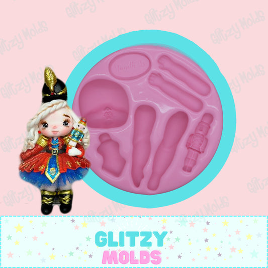 Baby and Mini Nutcracker, Doll Applique Silicone Mold, Molde Mini Cascanueces de Yanneth LS MY-9