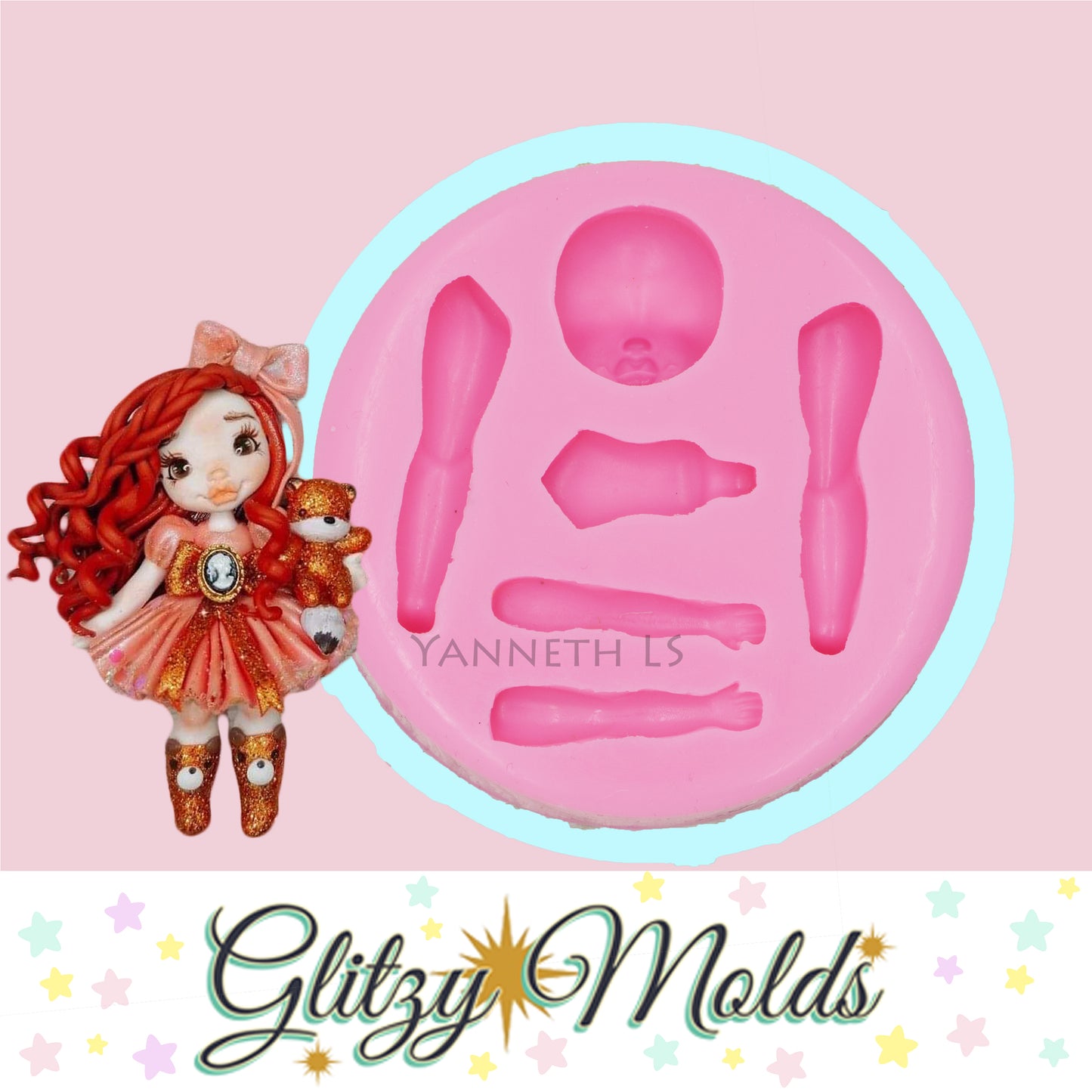 Pouty Lips Doll Applique Silicone Mold, Molde Beso de Yanneth LS MY-6