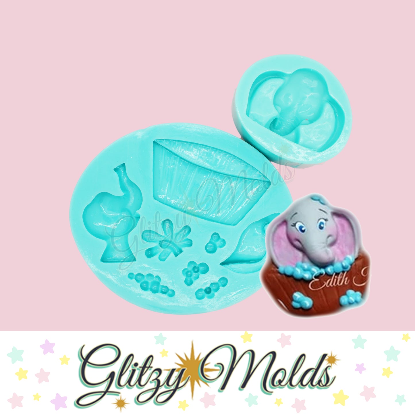 Dumbo Molds, Moldes de Elefantito,  Applique Silicone Molds