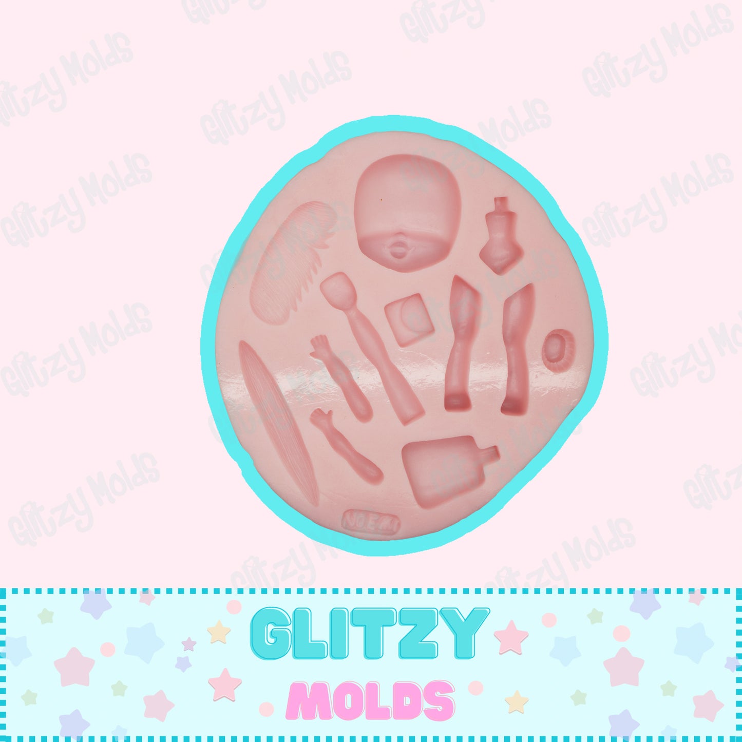 Smile Doll Applique, Silicone Mold, Molde Niña Especial, Molde de Silicone Noemi Hernandez NH #33