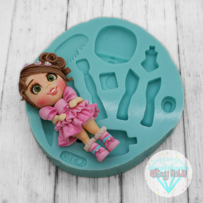 Smile Doll Applique, Silicone Mold, Molde Niña Especial, Molde de Silicone Noemi Hernandez NH #33