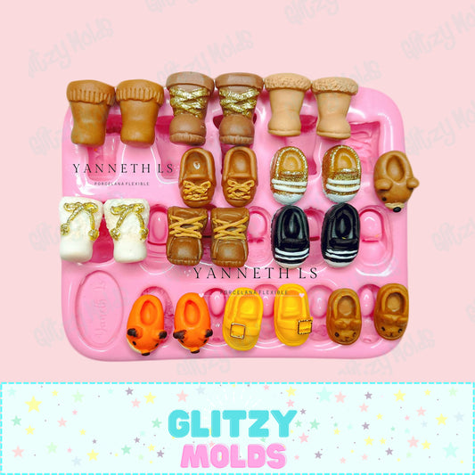 Mini Shoe Collection, Doll Complements Silicone Mold, Molde Zapatitos de Yanneth LS MY-12