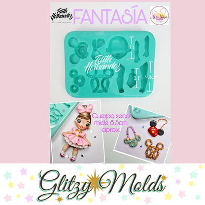 Fantasy Mold, Molde Fantasia de Arcaluna, Doll Applique Silicone Mold