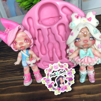 Doll Multi Body Silicone Mold, Molde Multicuerpos, Doll Applique Silicone Mold MB #25