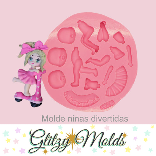 Fun Girls Silicone Mold, Molde Niñas Divertidas NH #2