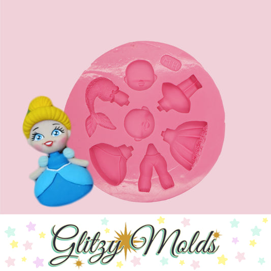 Multi Princess Silicone Mold, Molde Multi Princesas NH #6