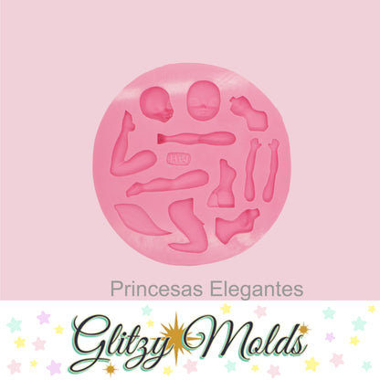 Fancy Multi Princess Silicone Mold, Molde Princesas Elegantes NH #7