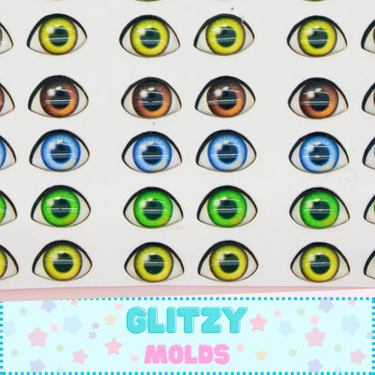 3D  Stickers, 3D Resin Eyes, Ojos Resinados 3D, 6.5mm & 7.2mm, Ojitos Auto adheribles GM-105