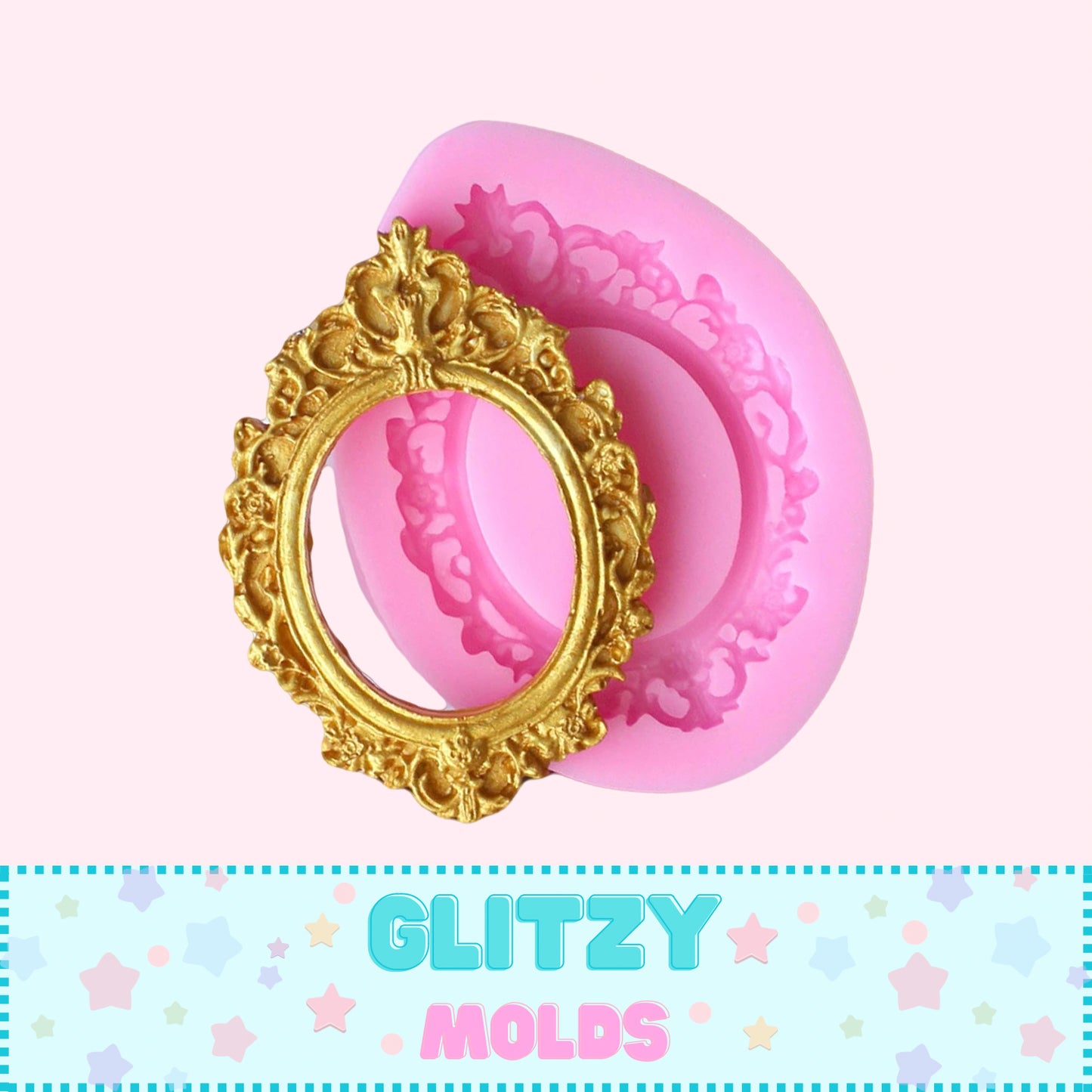 Small Oval Frame Silicone Mold, Molde de Camafeo Ovalado Chico GM-100