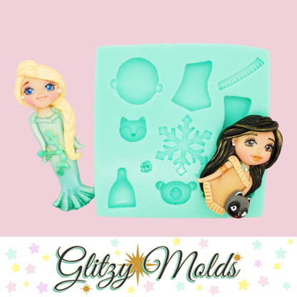 Princess Collection, Silicone Mold, Applique Mold, Collecion Princesas, Molde Porcelana Fria GM-PC1