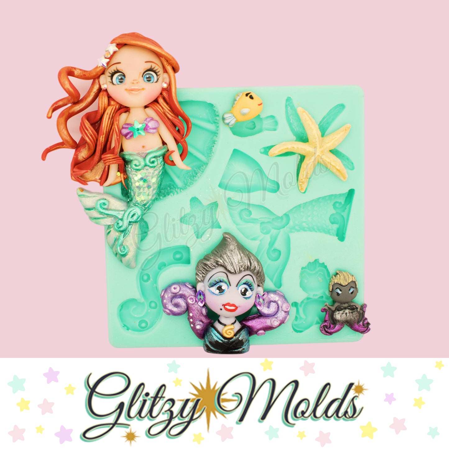 Princess Collection, Mermaid Silicone Mold, Collecion Princesas, Molde Porcelana Fria GM-PC2