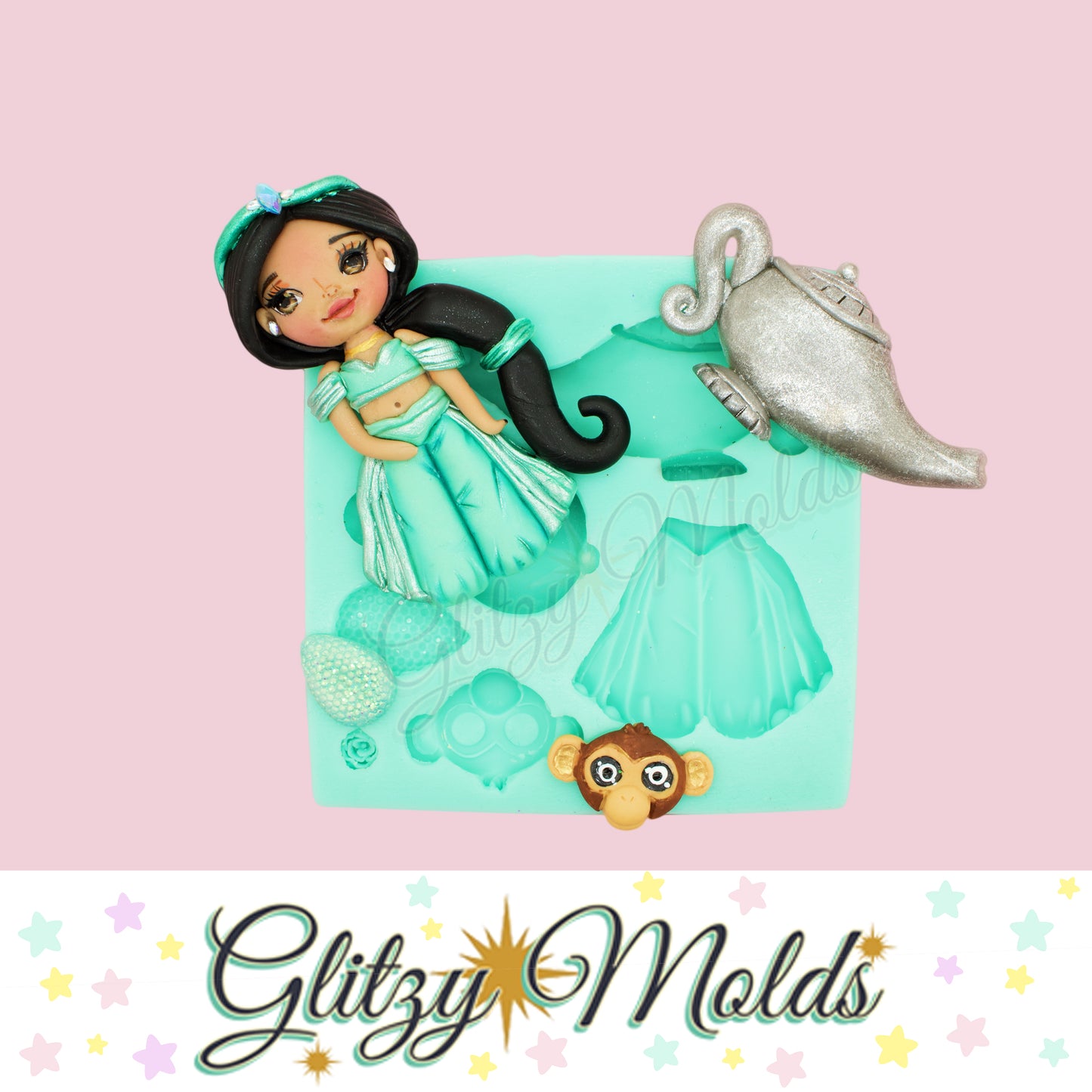 Princess Collection, Jazmin Silicone Mold, Collecion Princesas, Molde Porcelana Fria GM-PC3