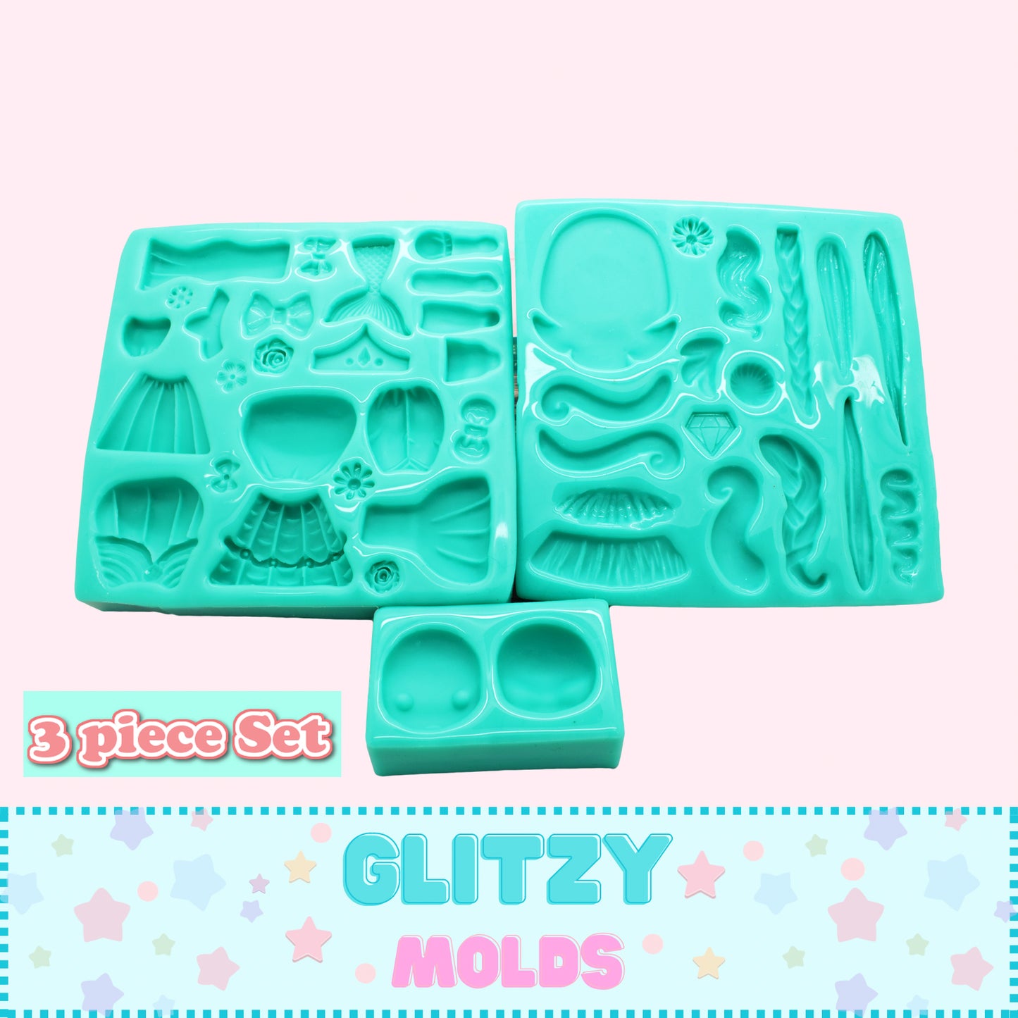 Princess Applique Silicone Mold Kit, Molde Princesas para Porcelana Fria GM-10