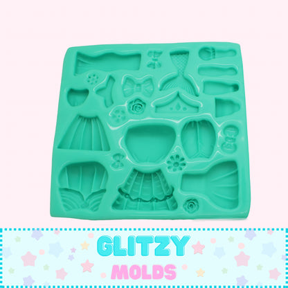 Princess Applique Silicone Mold Kit, Molde Princesas para Porcelana Fria GM-10