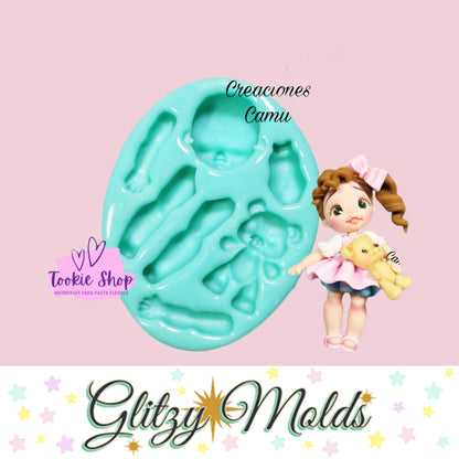 Doll Applique Silicone Mold, Molde #21 de Tookie Shop TS-21